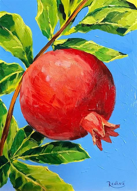 Pomegranate Acrylic Painting By Irina Redine Fruit Painting