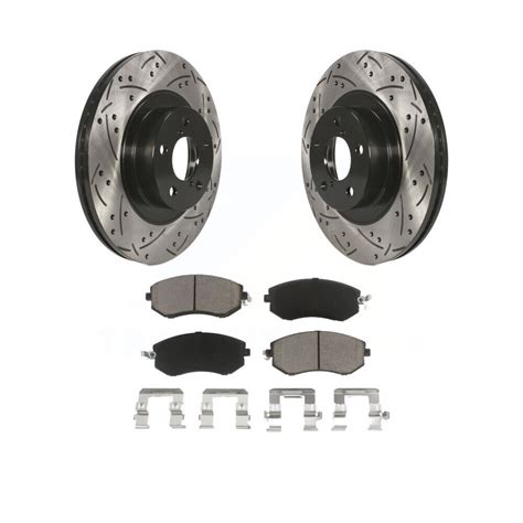 Front Drill Slot Brake Rotors Ceramic Pad Kit For Subaru