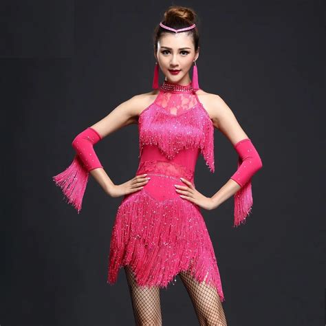 short sequin fringe latin dress ballroom tango dresses salsa dance ...