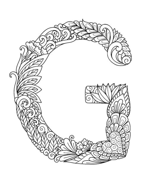 Premium Vector Mandala Letter G Monogram Adult Coloring Book