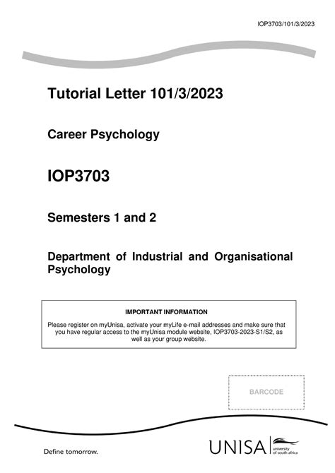 Tutorial Letter Iop B Tutorial Letter Career