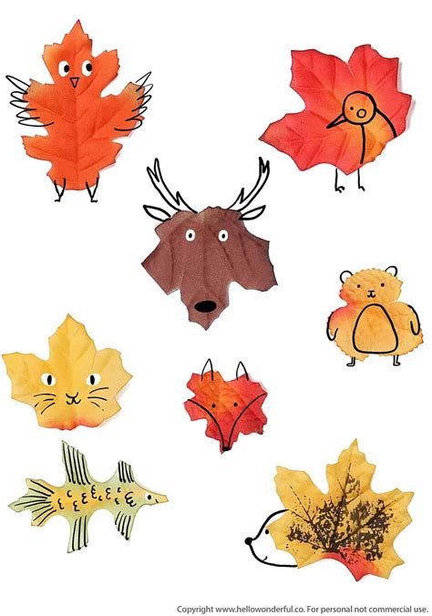 Leaf Animal Art With Template Hello Wonderful Leaf Animals Autumn