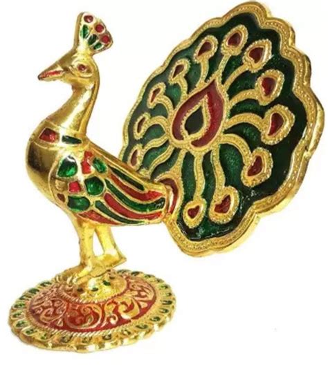 Metal Golden Gold Plated Peacock Statue For Decoration Size Dimension