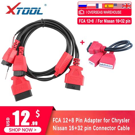 XTOOL FCA 12 8 Connector Cable Adapter For Chrysler For Nissan 16 32