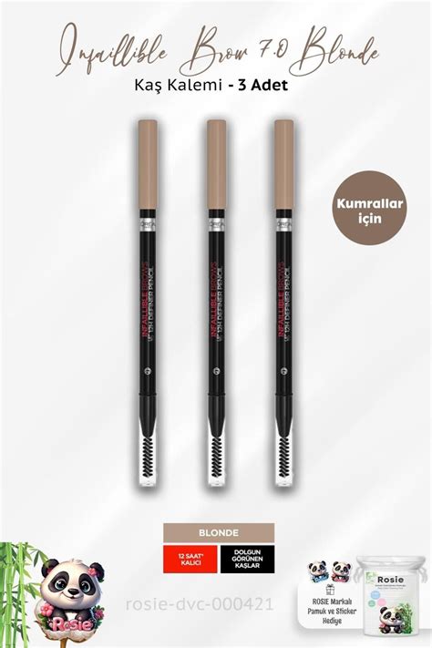 L Oreal Paris 3 Adet Loreal Paris Infaillible Brow 12H 7 0 Blonde Definer Pencil Kaş Kalemi ve