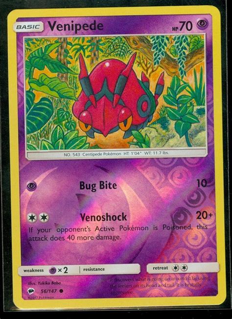 Venipede Reverse Holo 56 Prices Pokemon Burning Shadows Pokemon