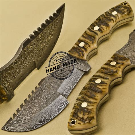 Damascus Tracker Knife Custom Handmade Damascus Steel Hunting Tracker