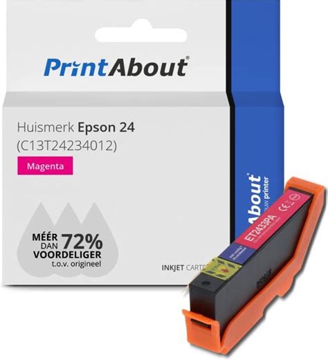 PrintAbout Huismerk Inktcartridge C13T24234012 Magenta Geschikt Voor