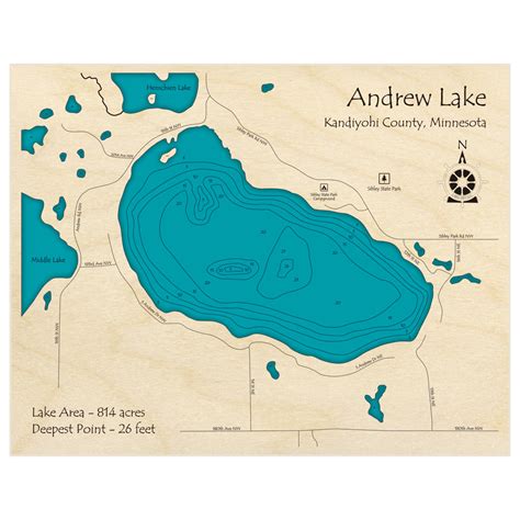 Andrew Lake 3d Custom Wood Map Lake Art Llc