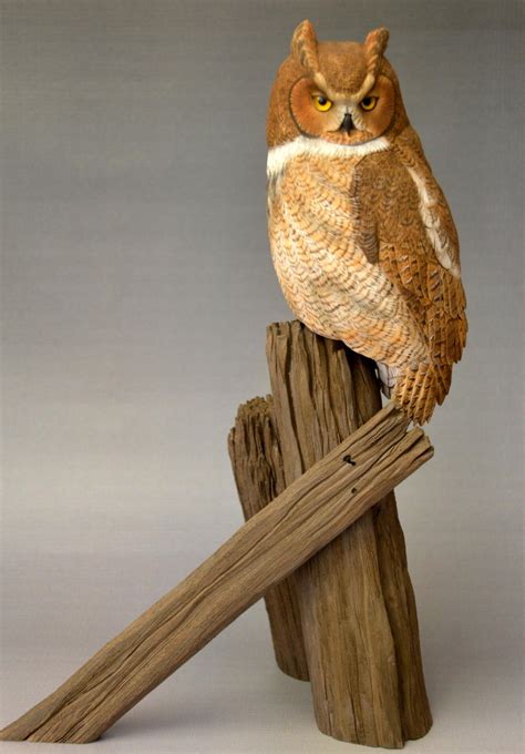 The Great Horned Owl In Miniature Carving Wildfowl