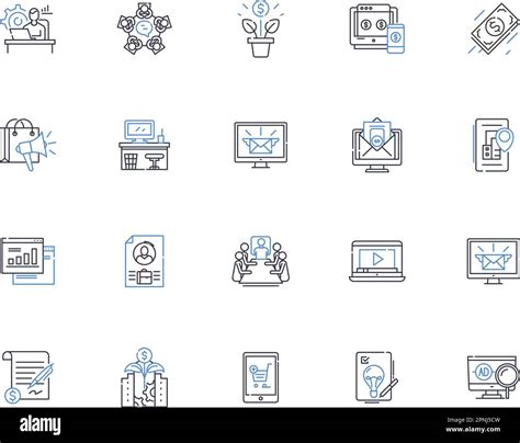 Emerging Company Line Icons Collection Startup Growth Innovation