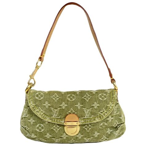 Louis Vuitton Green Monogram Denim Mini Pleaty Pochette Bag Rt 845 For Sale At 1stdibs