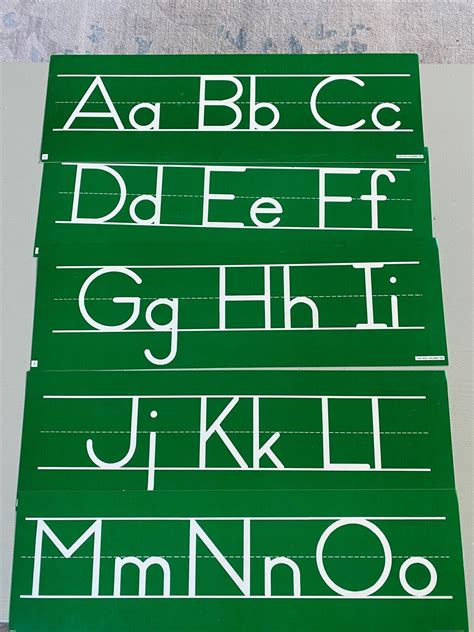 Vintage School Alphabet Chart Cursive Printed Letters Double Sided ...