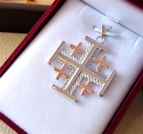 Jerusalem cross pendant two tone sterling silver 925 middle eastern je ...