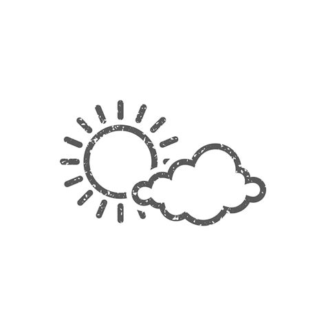 Premium Vector Weather Forecast Partly Sunny Icon In Grunge Texture