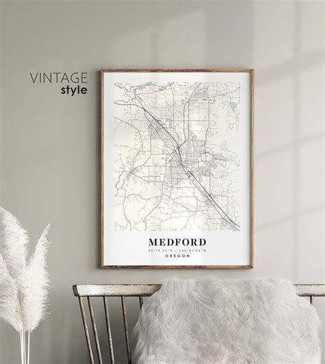 Medford Oregon OR Map Medford City Map Medford Print - Etsy