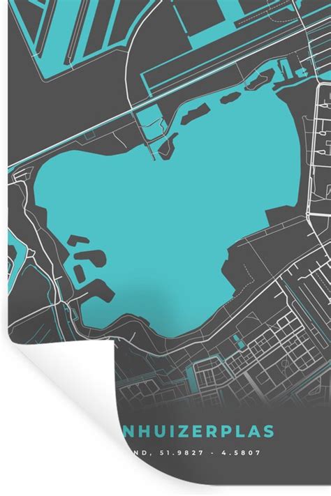 Muurstickers Kaart Plattegrond Water Nederland Stadskaart