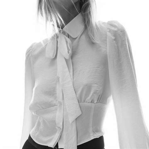 ZARA Satin Effect Pussy Bow Blouse With Pearl Buttons As Seen On Kim Chiu Women S Fashion