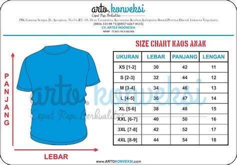 Size Chart Konveksi Kemeja Custom 08563330071