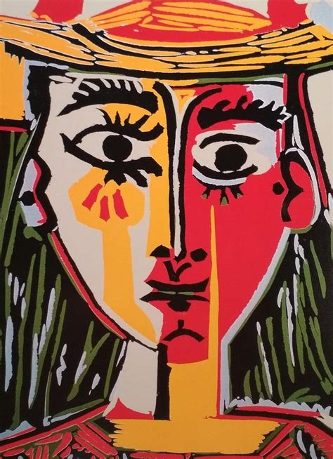 Pablo Picasso Print Head Of A Woman In A Hat 1962 Cubist Etsy