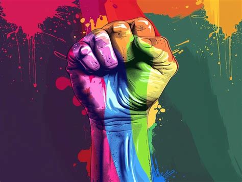 Premium Photo Illustration Of Lgbt Flag And A Fist