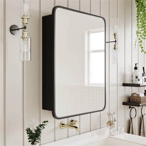 AGDULL Vintage Style Bathroom Wood Wall Cabinet With Black Metal Frame