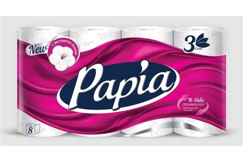 Туалетная бумага PAPIA DELUXE белая, 4 слоя, 8 рулонов 1015031403 ...