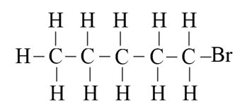 Write the molecular formula and draw the structure of bromopentane