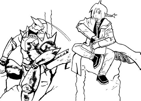 Alphonse Y Edward Elric Coloring Pages Fullmetal Alchemist Coloring