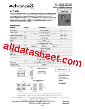ACT9325 Datasheet(PDF) - Advanced Crystal Technology