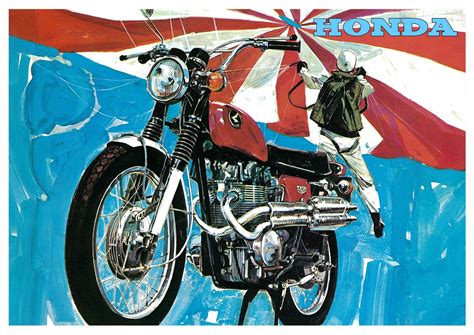 Honda Posters Cb750 Cb450 Cb350 Ca175 Cd175 C50 Set Of 6 1967 1968 1969