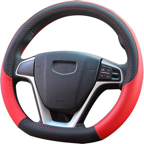 Pahajim Car Steering Wheel Covers D Shape Pu Leather Flat Bottom