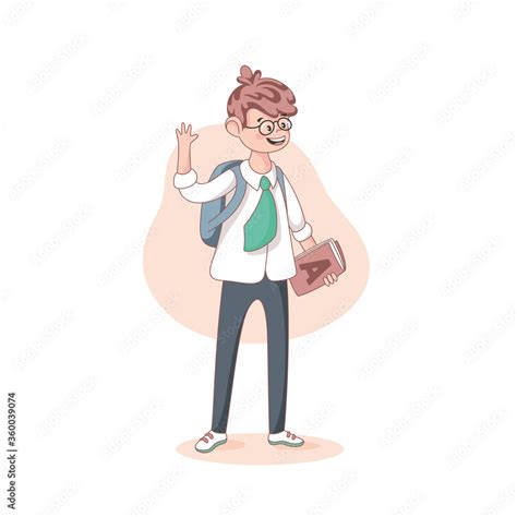 Cartoon School Boy Character Isolated Vector Creative Illustration