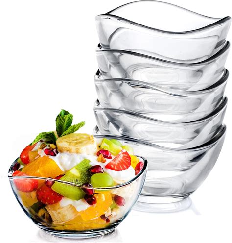 Crystalia Premium Stackable Glass Dessert Bowls Small Set Of 6 215ml 100 Lead And Cadmium Free