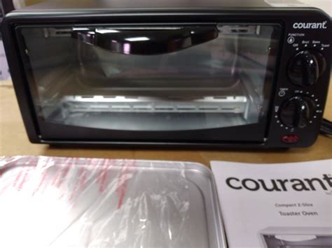 Courant To621k 2 Slice Compact Toaster Oven Black Toast Bake Broilの