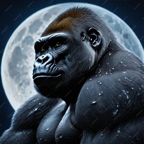 Premium Photo Gorilla On The Background Of The Moon