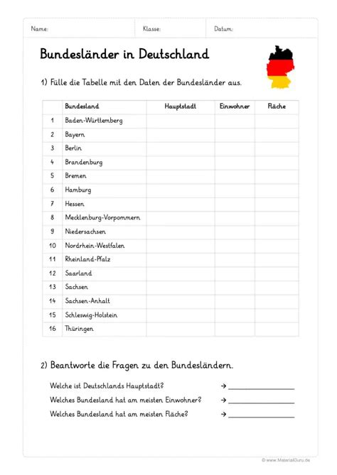 Bundesländer MaterialGuru