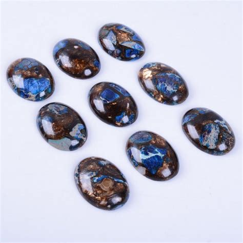 Mm Copper Blue Sea Sediment Jasper Oval Flatback Cab Etsy