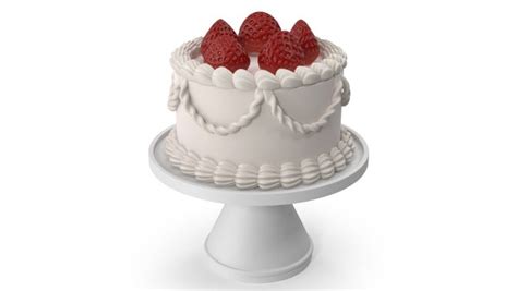 3d Model Cake With Strawberries Turbosquid 1812873