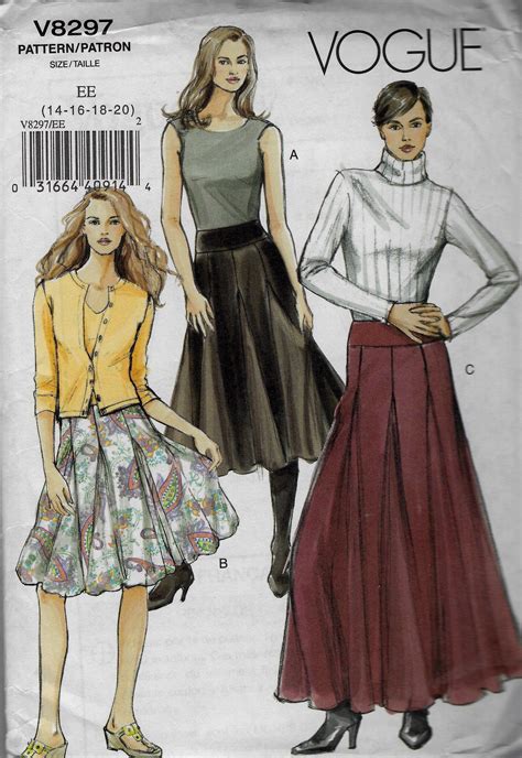 Skirt Godets Vogue 8297 Uncut Pattern Etsy Godet Skirt Vogue Spring Skirts