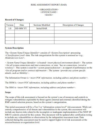 Free Sample Risk Assessment Report Templates In Google Docs Pages