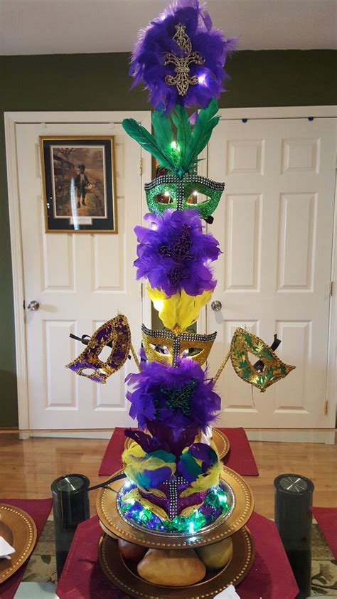 Mardi Gras Mask Centerpiece Made With Dollar Tree Items Mardi Gras