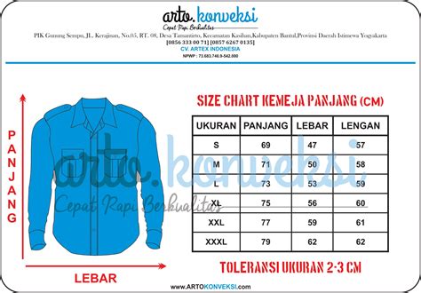 Size Chart Konveksi Kemeja Custom 08563330071