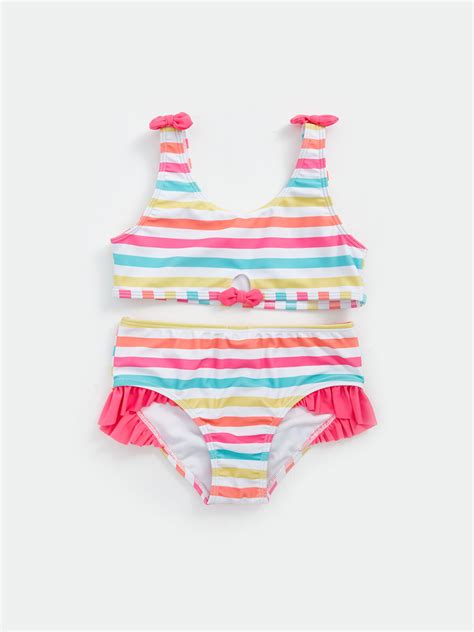 PEMBE Bisiklet Yaka Çizgili Kız Bebek Bikini Takım S4CP53Z1 LSZ LCW