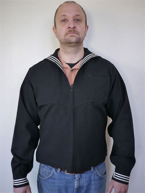 Vintage Us Navy Wool Military Sailor Shirt Jumper Cracker Jack