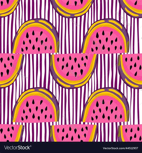 Hand Drawn Watermelon Slices Seamless Pattern Vector Image