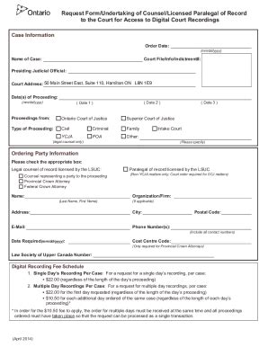 Fillable Online Appendix A Request Form Undertaking Of Counsel