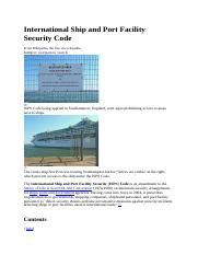 International Ship And Port Facility Security Code Docx International