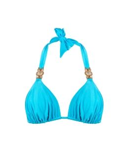 Blue Triangle Bikini Top With Removable Pads M Vivien Vance