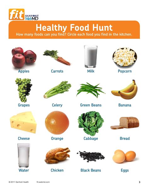 Free Printable Healthy Food Hunt For Grades 3 6